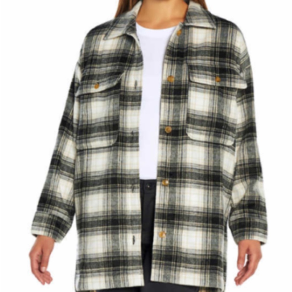 Banana Republic Black and White Plaid Utility Jacket